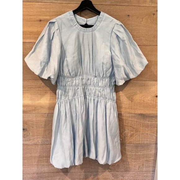 Jonathan SIMKHAI Echo Pleated Organdy Bubble Hem Mini Dress size 6 - Picture 3 of 13